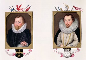 Doble retrato de Sir Francis Drake (c.1540-96) y Sir Martin Frobisher (c.1535-94) de 